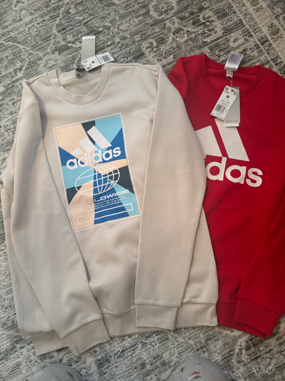 2 adidas Beige Crewnecks NWT size M